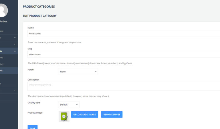 Edit product category