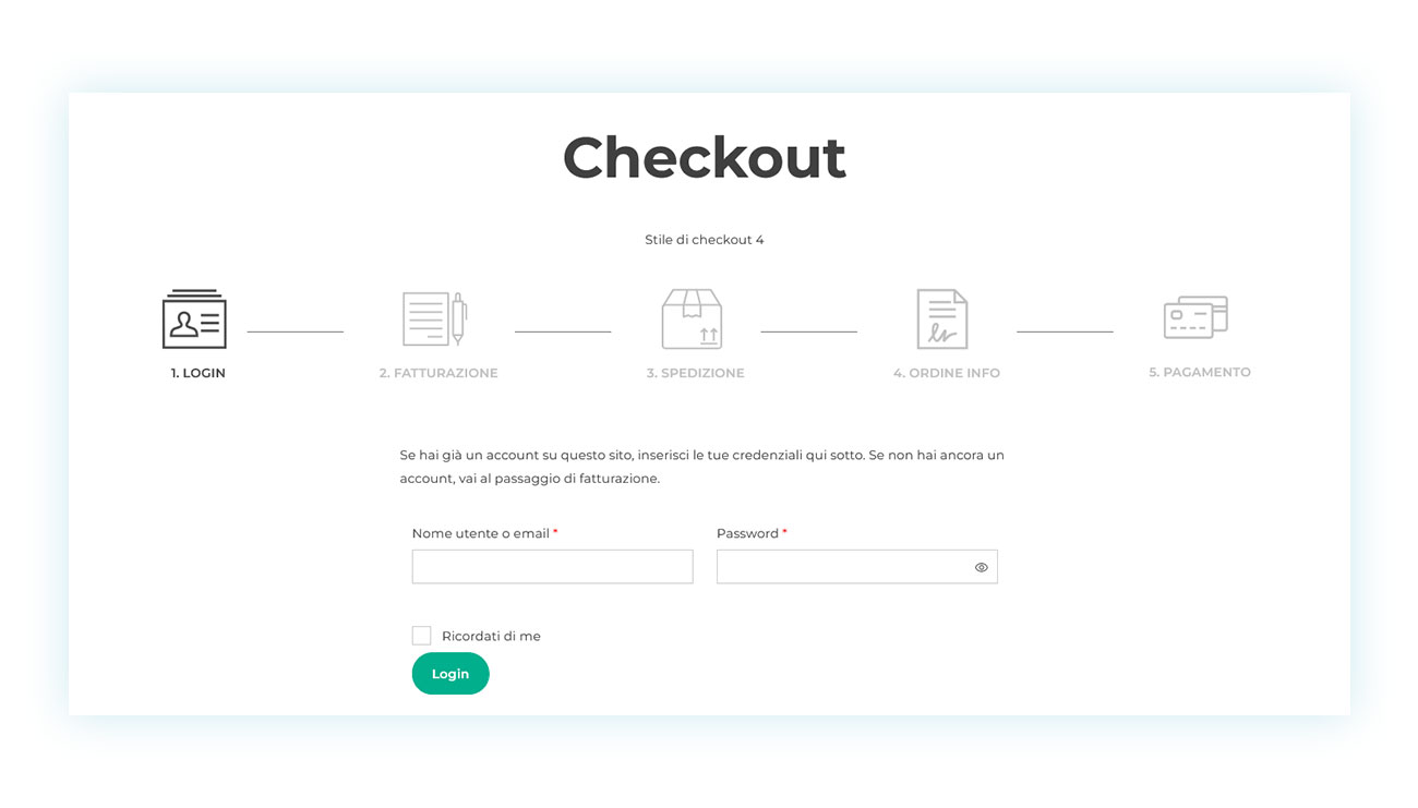 Checkout diviso in step dal plugin
