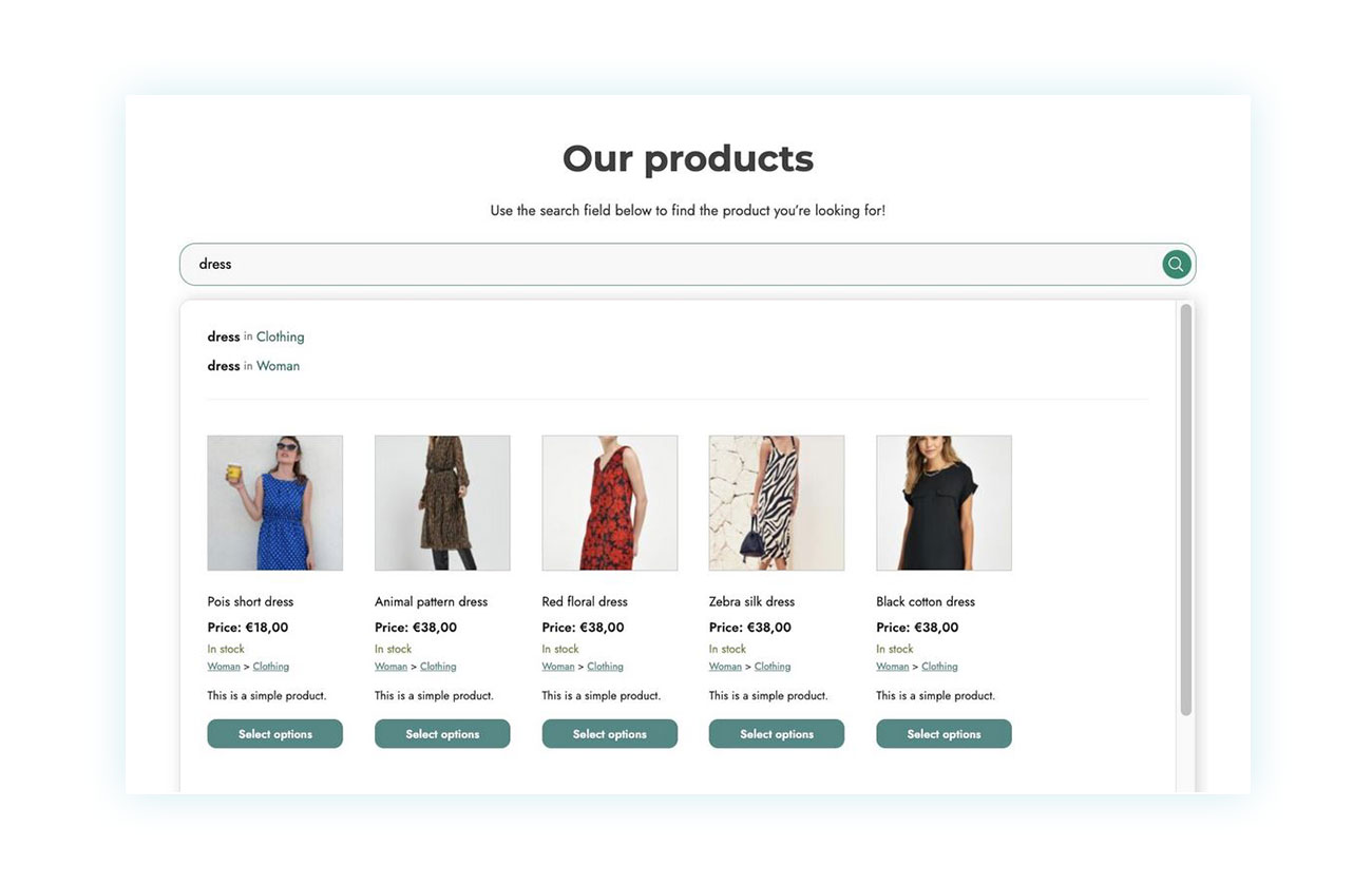 Consigli di prodotti durante la ricerca