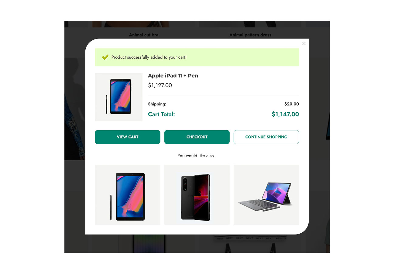 Custom add-to-cart popup