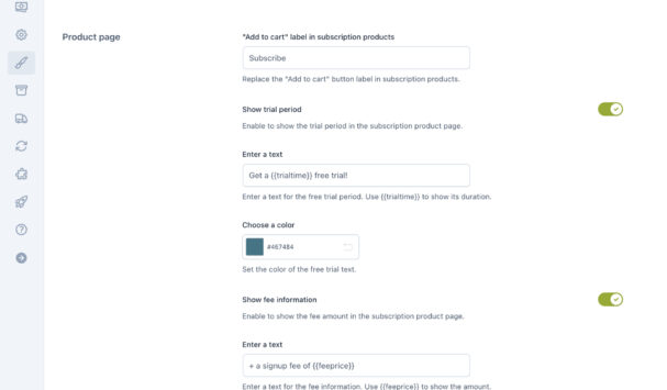 Customization - Product page