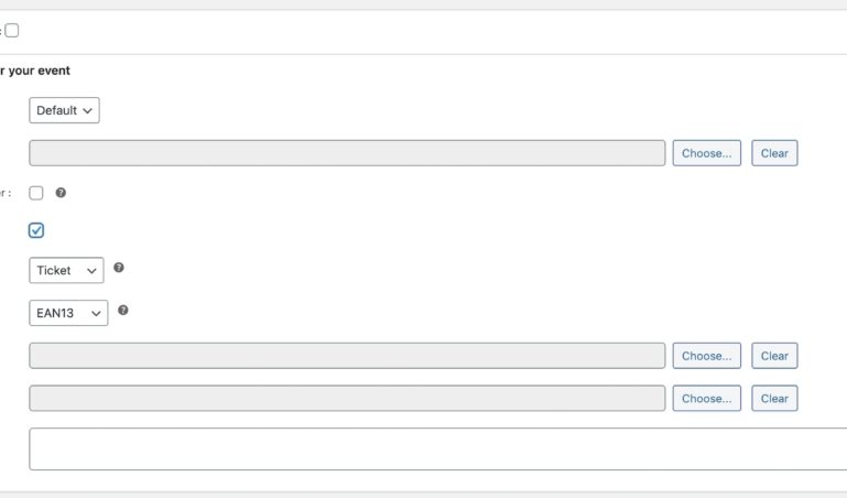 Customize event ticket