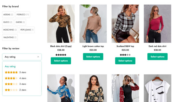 Filter by brand and by rating