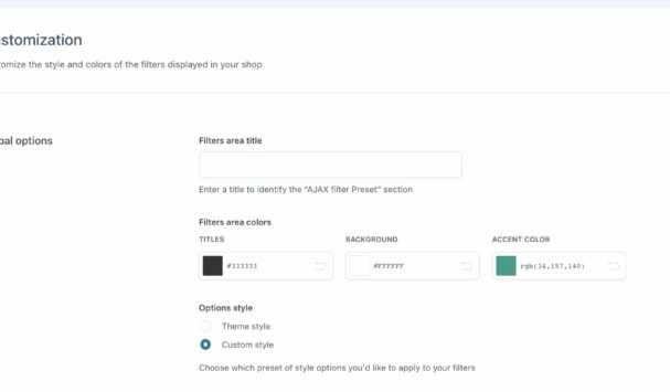 Customization - Global options