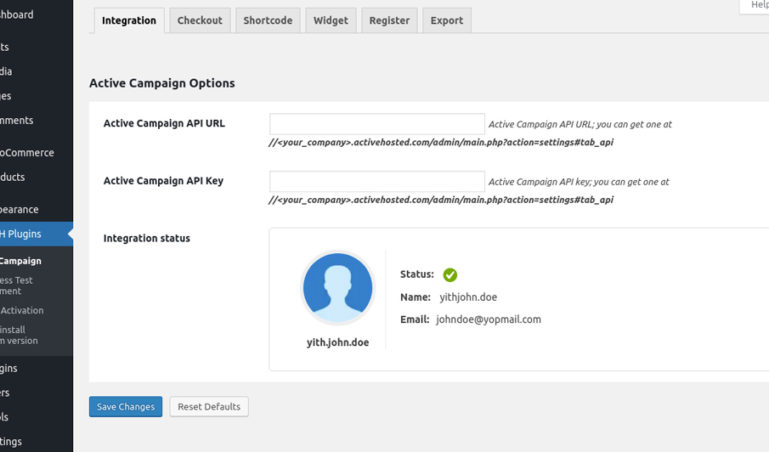 Integration settings