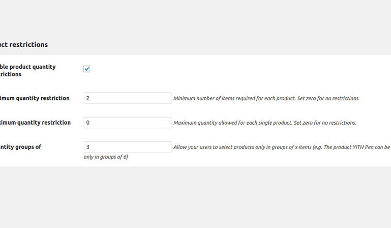 Product restrictions