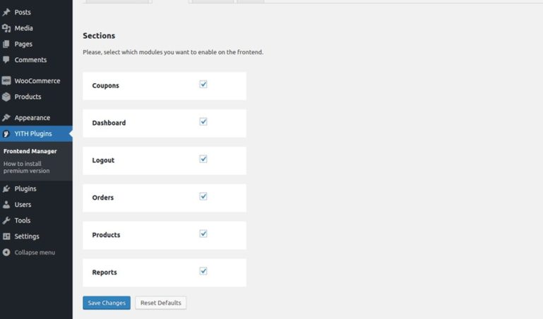 Enable/disable sections
