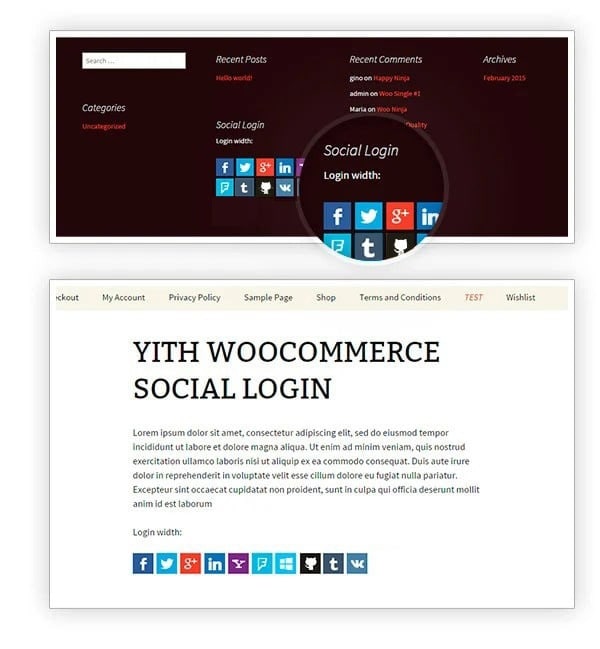 Shortcode for social login