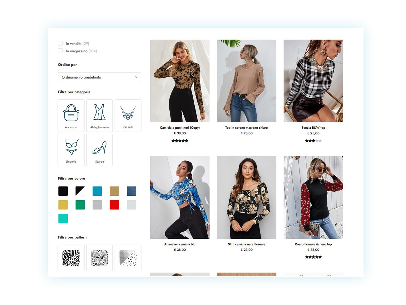 Sistema di filtri per il tuo negozio online