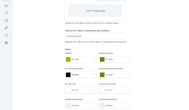 Subscription box settings