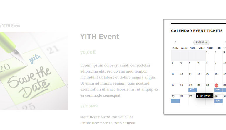 Widget - Calendar event tickets