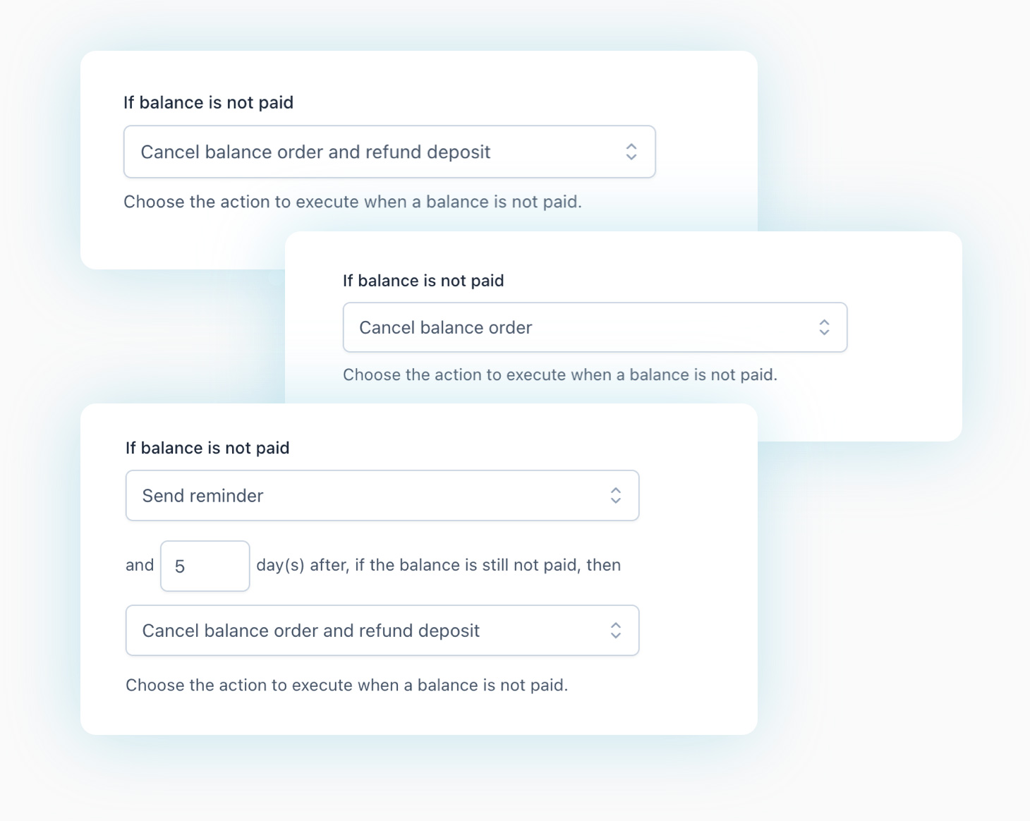 Actions on unpaid balance orders