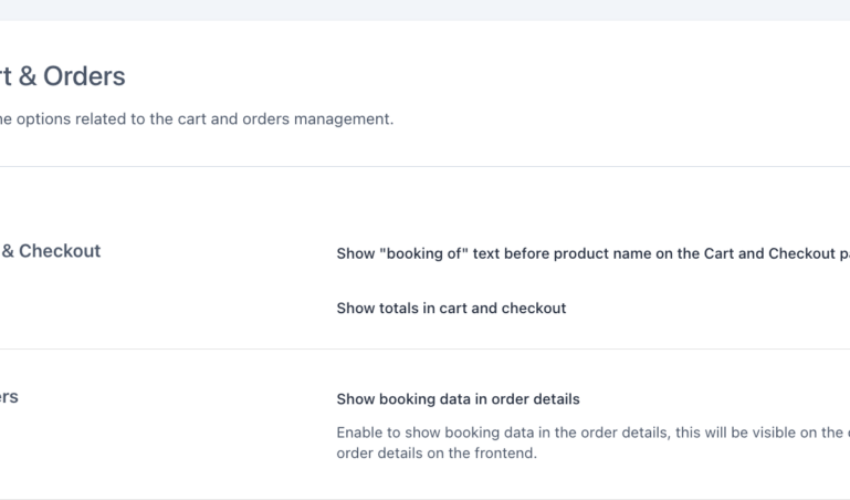 Settings - Cart & Orders