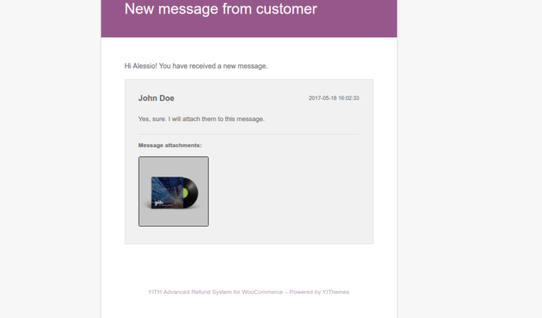 Admin email - New message