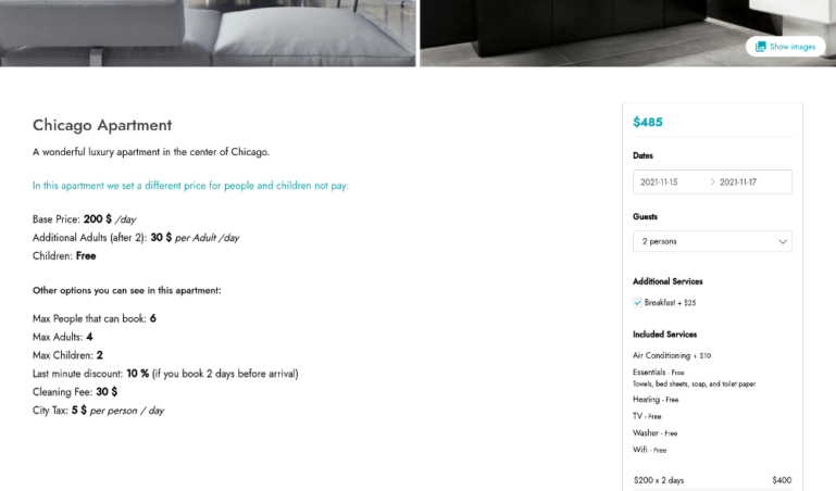 All info in booking form