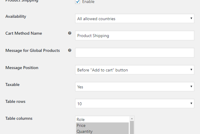 Enable product shipping
